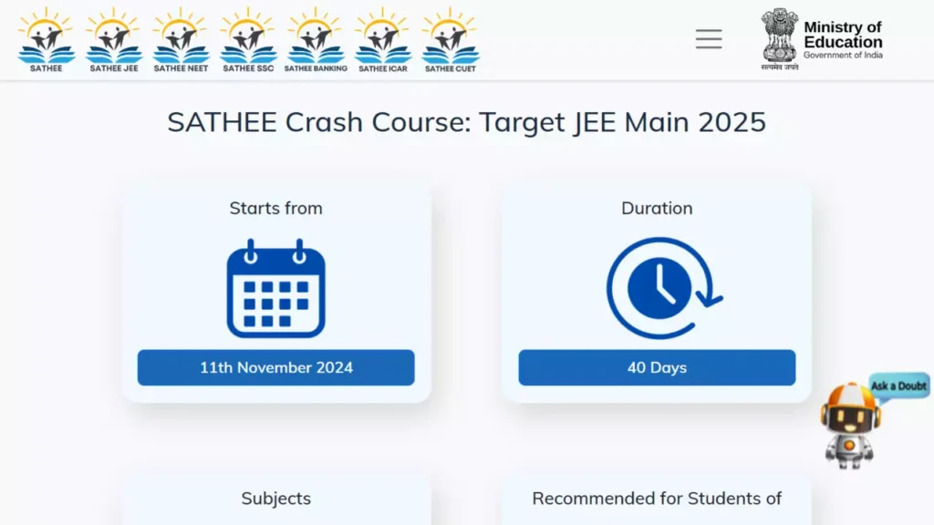 SATHEE, an Initiative by IIT Kanpur and MoE, Launches 45-Day Crash Course for JEE Mains 2025 Exam