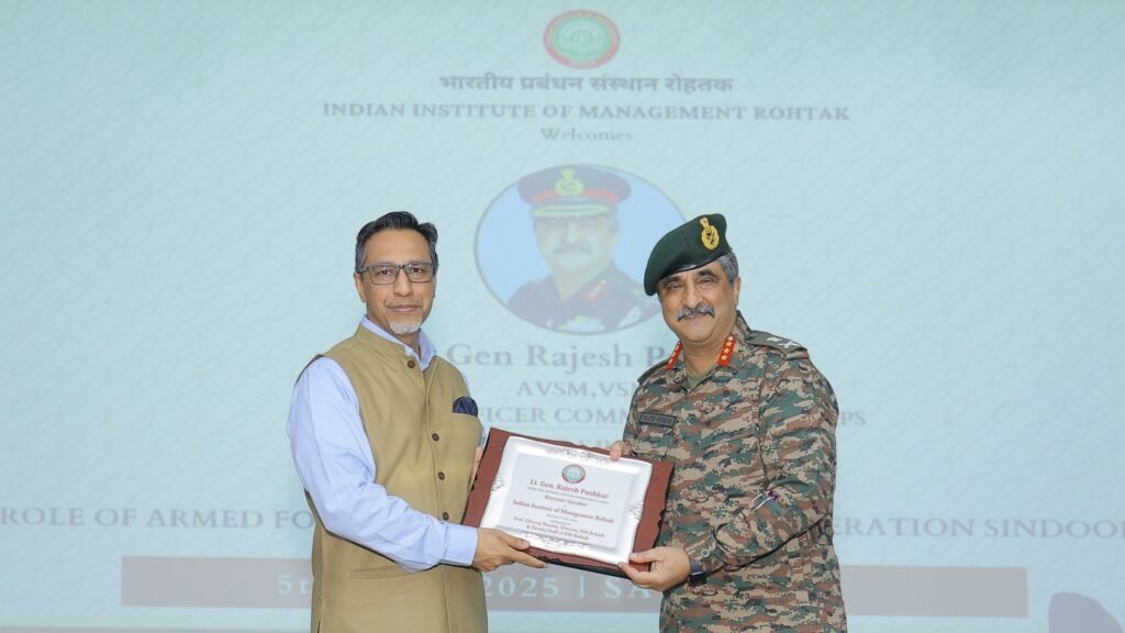 Army contributes to Nation Building in Multiple ways, says Corps Commander Gen Pushkar at IIM Rohtak