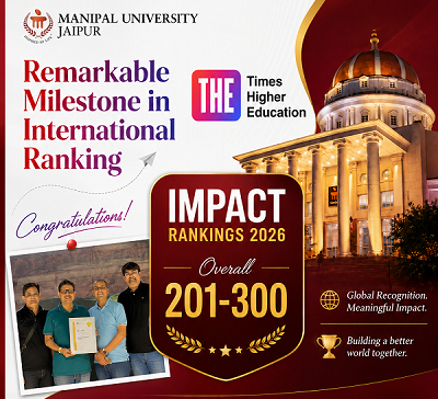 Manipal University Jaipur Advances Global Standing in THE Impact Rankings 2026, Secures 201–300 Band Worldwide